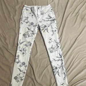 White skinny jeans with patterns from Loft. Worn 5 times total.